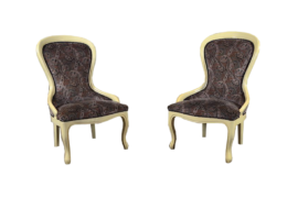 2 chauffeuses Amy et Mary style Louis XV shabby chic