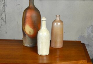 Grande bouteille vase en grés déco vintage