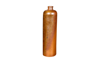Vase bouteille déco vintage en grés brun orangé