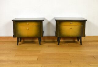 Paire de Chevets Bi-Ton & Pieds Compas Vintage 1960