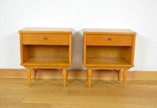 Paire de Chevets Vintage en Chêne Blond 1960