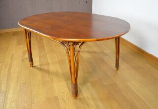 Table de Repas Vintage Ovale en Bambou et Rotin 1980