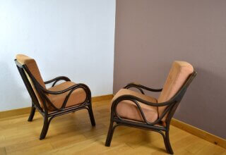 Paire de Fauteuils en Bambou & Rotin Vintage 1960 / 1970