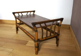 Table Basse en Bambou & Rotin Vintage 1960 / 1970