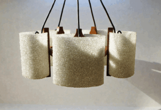 Lustre Scandinave en Teck & Perspex Vintage Année 1960