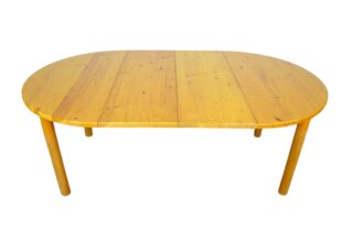 Table de Repas Vintage Ronde / Ovale en Sapin 1980