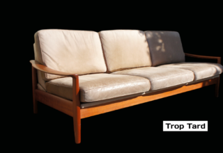 Canapé Convertible / Daybed Danois en Teck & Cuir Vintage 1960