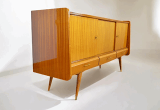 Enfilade Pieds Compas en Acajou, France Vintage 1960