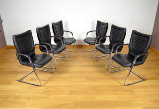 Fauteuil de Bureau en Chrome & Cuir Année 2000 - 6 Pièces Disponibles