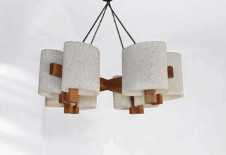 Lustre Scandinave en Teck & Perspex Vintage 1960