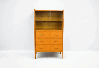 Meuble Pieds Compas en Chêne Blond Vintage 1960