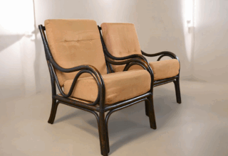Paire de Fauteuils en Bambou & Rotin Vintage 1960 / 1970