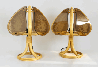 Paire de Lampes de Table en Rotin & Bambou Vintage 1960 / 1970