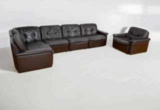 Salon Modulable en Cuir Vintage 1970 / 1980