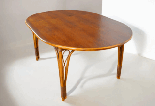 Table de Repas Vintage Ovale en Bambou et Rotin