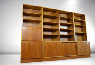 Bibliothèque Modulable / Wall System Danois en Teck de Jensen Carlo / Hundevad & Co 1960