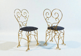 Chaise de Bureau Dorée Dossier Coeur Vintage 1960 - 2 dispo / Prix unitaire