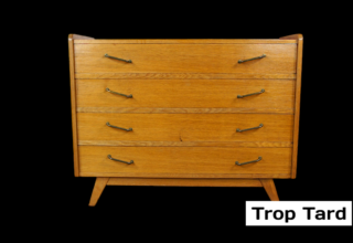 Commode Pieds Compas en Chêne Doré Vintage 1960