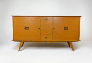 Enfilade Pieds Compas en Chêne Doré Vintage 1950 / 1960