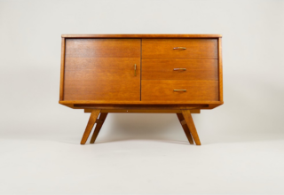 Petite Enfilade Pieds Compas en Chêne Doré Vintage 1950 / 1960