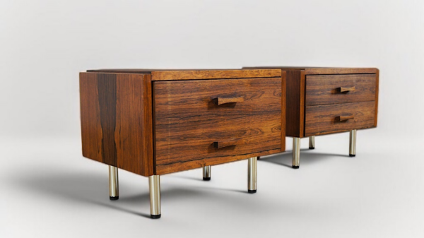 Paire de Chevets en Palissandre de Rio de Luigi Bartolini Vintage 1960