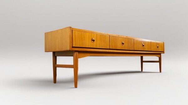 Enfilade Basse Design Scandinave en Teck Vintage 1960