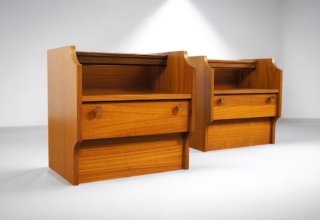 Paire de Chevets Scandinave Lumineux en Teck Vintage 1960