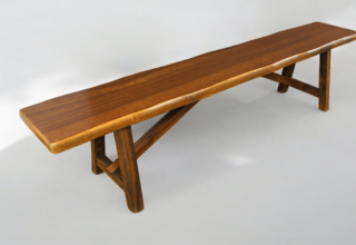 Banc Brutaliste en Orme Massif "Aranjou" Vintage 1960