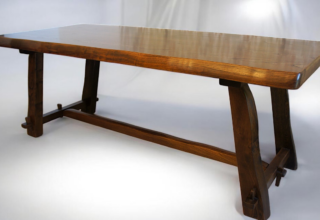 Table de Salle à Manger Brutaliste en Orme Massif "Aranjou" Vintage 1960