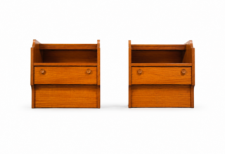 Paire de Chevets Scandinave Lumineux en Teck Vintage 1960